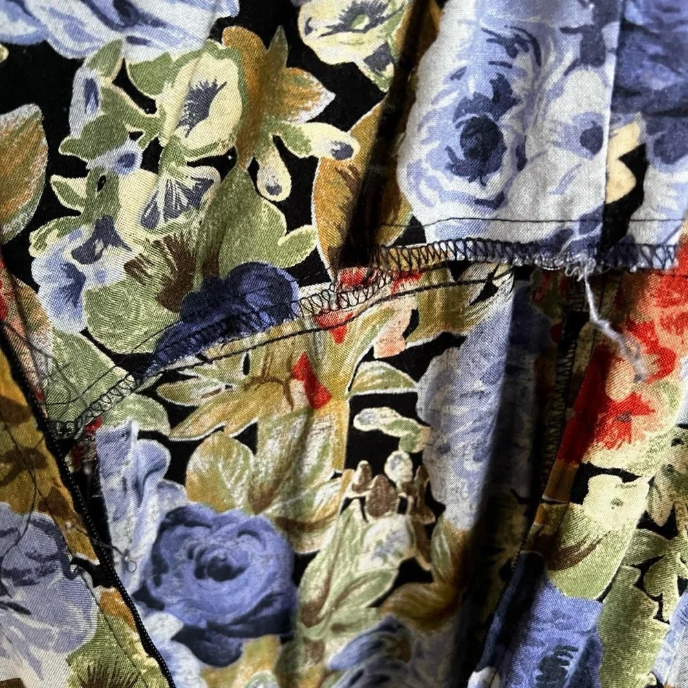 E.D. Michaels Vintage Maxi Dress Blue Floral Size 10 - Picture 3 of 4